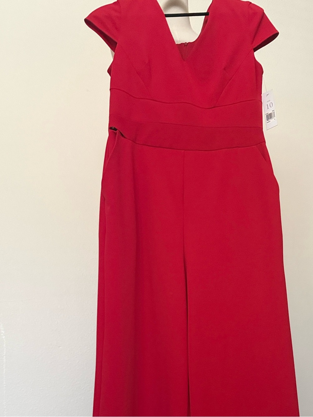 Donna Morgan Red Cap Sleeve Wide-Leg Jumpsuit